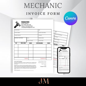 Mechanic Invoice | Editable Invoice | Auto Repair Estimate Template | Business Invoice | Editable Template | Instant Download