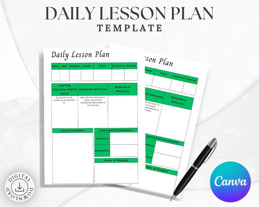 Daily Lesson Plan Template Teacher Planner, Homeschool Organizer ...