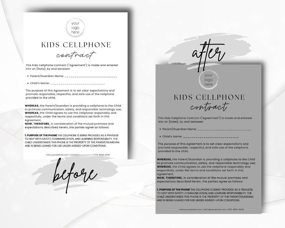 Cell Phone Contract for Teens and Kids – Printable & Editable Agreement ...