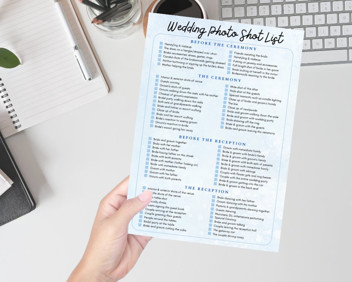 Printable Wedding Photo Checklist Photographer Cheat Sheet Wedding ...