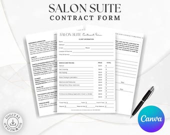 Professional Salon Booth Rental Contract | Salon Chair Spa Station Lease | Esthetician 1099 Agreement | Editable Canva PDF