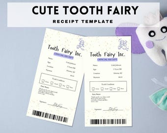 Tooth Fairy Receipt | Editable Tooth Fairy Letter Template | Printable Certificate Keepsake | Kids Gift
