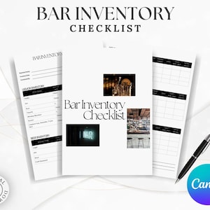 Bar Inventory Checklist, Printable PDF for Bartenders, Liquor Stock Management, Alcohol Supplies Tracker