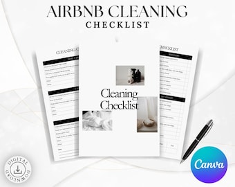 Plantilla de lista de verificación de limpieza para Airbnb - Planificador de alquileres vacacionales editable - PDF personalizable, Canva / Propuesta de limpieza, Orden de trabajo