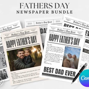 Personalized Father&#39;s Day Newspaper Template: DIY Printable Card (Digital Download)