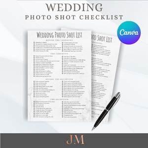 Hochzeitsfotograf Shot List | Editierbare Hochzeitsfotografie Checkliste | Fotografen Form | Sofortdownload | Hochzeitsfoto Checkliste