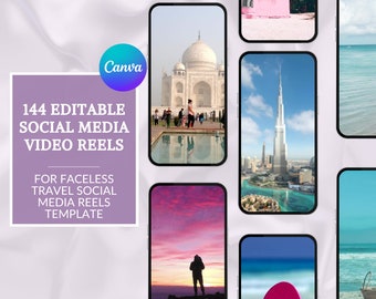 Luxury Travel Reels Faceless Videos Bundle: Editable Instagram Templates, Marketing Content (Canva Digital Product, Instant PDF Download)