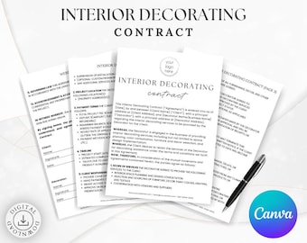 Interior Designer Contract Template | Interior Design Service Agreement | Client Agreement | Editable Canva PDF | Digital Download