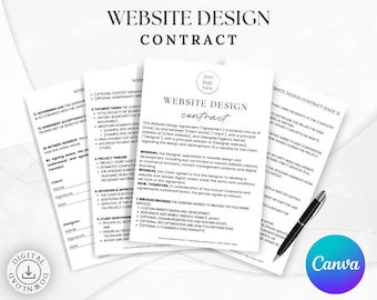 Web Design Contract Template | Freelance Web Designer Agreement | Website Contract | Client Protection | Editable Canva PDF
