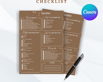 Planificador de mudanza sin estrés (descarga digital), plantilla editable de Canva, guía de embalaje y para agentes inmobiliarios (personalizable, imprimible, organizado).