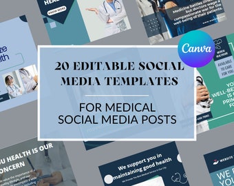 Archivos editables de Canva para redes sociales médicas, publicaciones de Instagram para médicos y enfermeras (plantillas personalizables, descarga digital, marketing para clínicas)