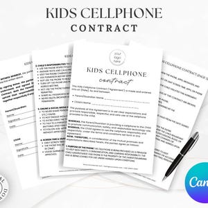 Cell Phone Contract for Teens and Kids – Printable & Editable Agreement with Rules – Instant Download for Parents to Set Smart Guidelines