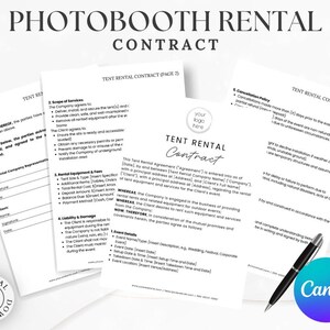 Photobooth Rental Contract Template, Editable Agreement for Events, Wedding Photo Booth Rental, Instant Download