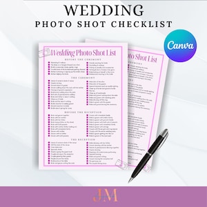 Printable Wedding Photo Checklist | Photographer Cheat Sheet | Wedding Photography Organizer | Wedding Photography Checklist