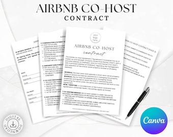 Airbnb Co Host Agreement Template, Vacation Rental Contract, Editable Legal Document (Short Term Rental, Digital Download, Canva Format)