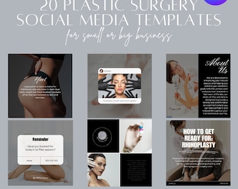Plantillas para publicaciones de cirujanos plásticos - Kit de marketing editable para Instagram - Anuncios de cirugía estética, archivos de Canva, imagen de marca para spas médicos, uso en redes sociales