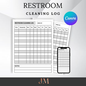 Restroom Checklist | Restroom Cleaning Log | Bathroom Home Decor | Cleaning Sign Off Sheet Printable | Bathroom Cleaning Log | Restroom Svg