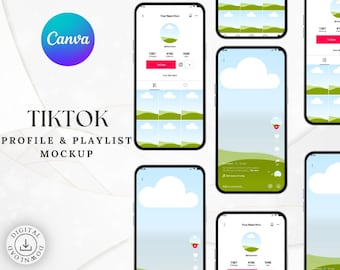 Plantilla de Canva para maquetas de redes sociales como TikTok, con marcos de perfil y vídeo editables (descarga digital, PDF listo para imprimir, diseños personalizables).