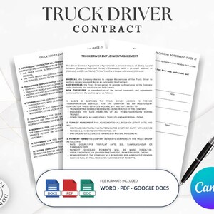 Driver Contract Template Word PDF Google Docs, Owner Operator Agreement, UPS Trucking Service Contract, Editable Independent Contractor Form