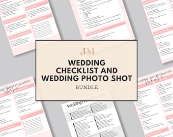 Plantilla de lista de tomas para bodas - Lista de verificación de fotografía editable - Diseño personalizable en Canva, PDF imprimible, herramienta de planificación organizada