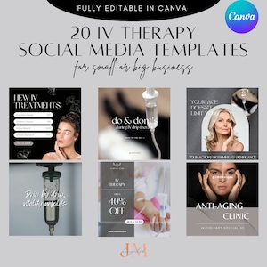 Iv Therapy Social Media Template | Instagram Bundle Canva | Iv Drip Designs Medspa | Nurse Injector Marketing for Iv Vitamin Therapy Flyer