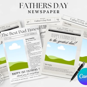 Fathers Day Newspaper Template - Customizable Printable Card & Editable DIY Gift for Dad, Unique Gift for Him