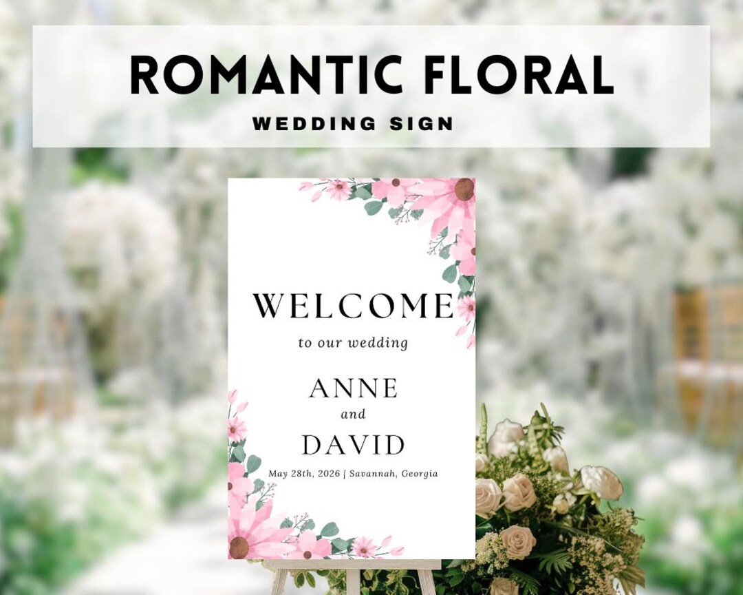 Wedding Welcome Sign Template, Editable Modern Reception Decor ...