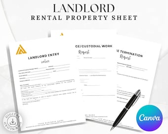 Landlor Forms Bundle: Mietvertrag & Mietmitteilungen - Canva bearbeitbare, druckbare Vorlagen für Objektverwalter