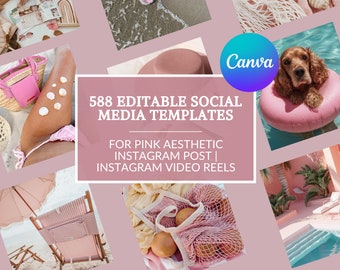 Pink Instagram Reels Template - Faceless Marketing Covers, Cottagecore Style - Editable Canva Files, Digital Download, Social Media