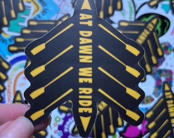 Adesivo fosco impermeável para remo "At Dawn We Ride"