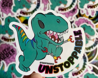 Sticker imperméable brillant T-Rex Unstoppable