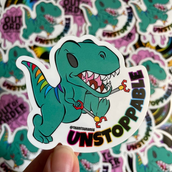Unstoppable T-rex Sticker Rainbow 