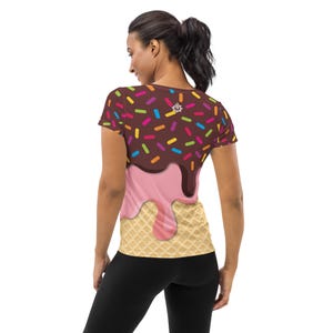 Ice Cream Damen Athletic Tech Shirt, Halloween-Kostüm-Shirt