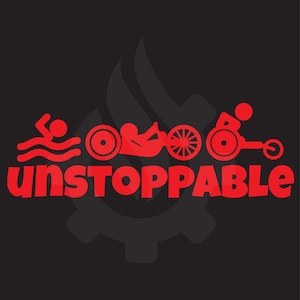 Paratriathlon Icons Unstoppable Decal, Wheelchair Athlete Decal, Adaptive Athlete Decal, Wheelchair Gift
