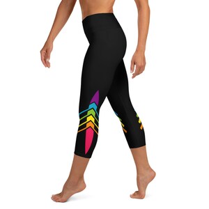 Leggings Capri de ioga para remo arco-íris, leggings de tripulação arco-íris, presente de remo