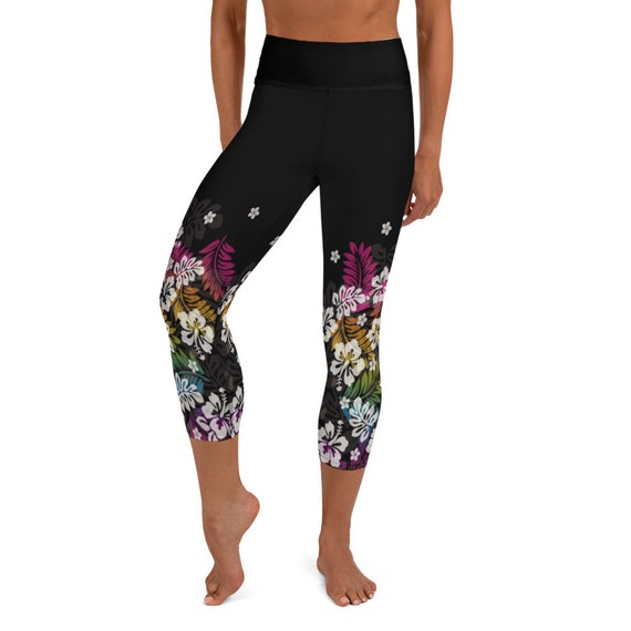 Rainbow Hawaiian Print Yoga Capri 