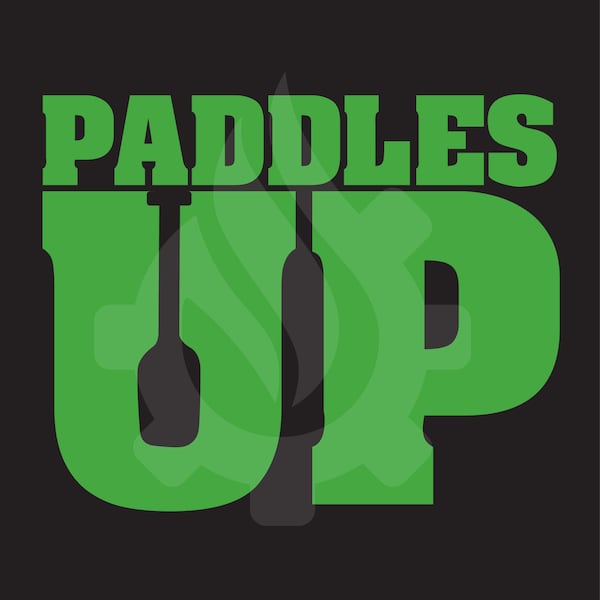 Paddles Up Vinyl Decal, Canoe or Dragon Boat Decal, Paddling Decal, Sports Gift, Paddling Gift
