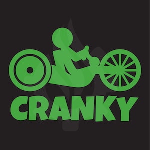 Hand Cycle Vinyl Decal Cranky, Cranky Sticker,  Wheelchair Decal, Car Decal, Bumper Sticker