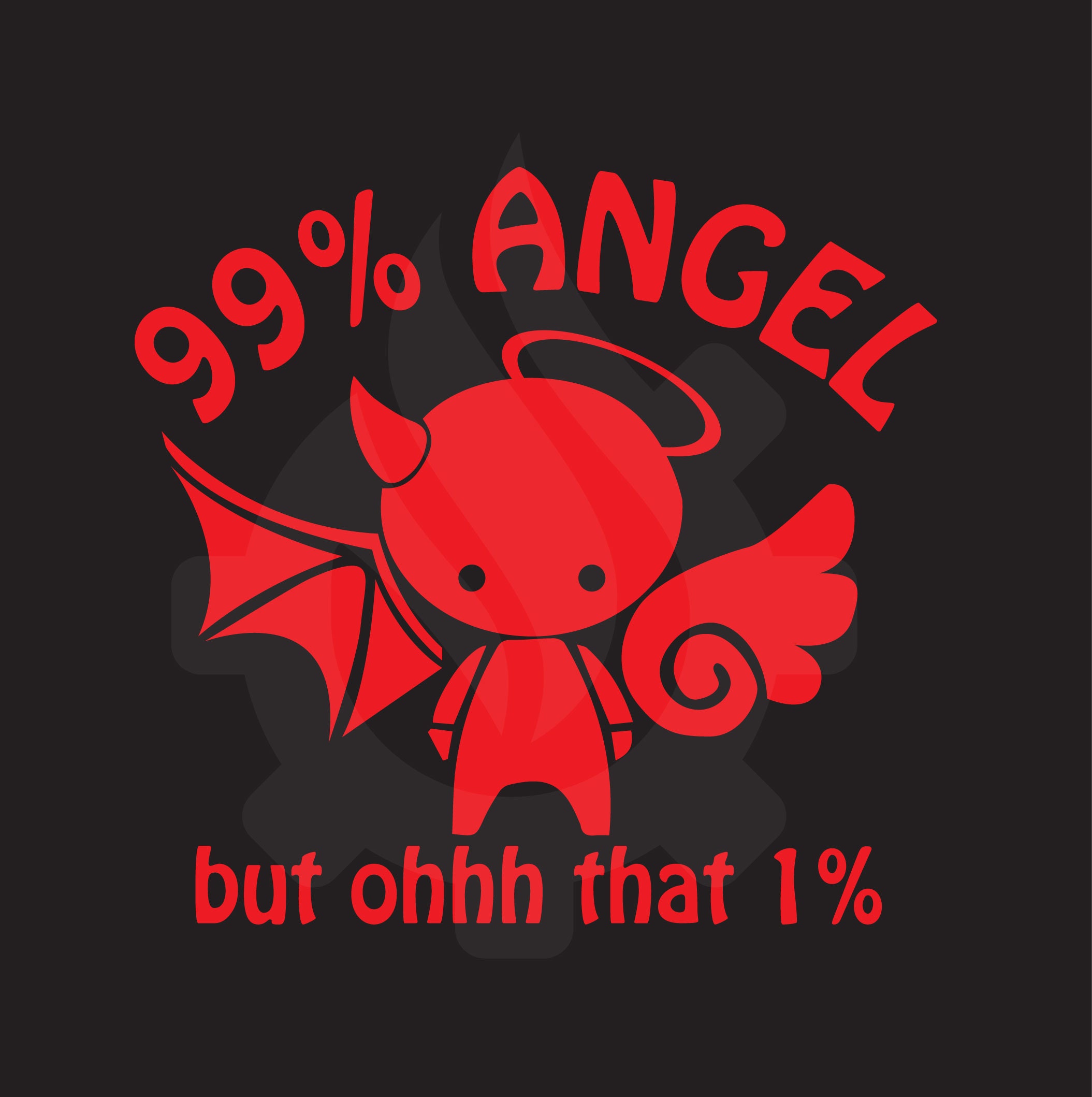 99% Angel Vinyl Decal, Angel Devil Decal, Angel Sticker