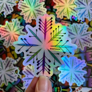 Rowing Snowflake Holographic Sticker, Rowing Sticker, Boats And Oars Artwork Sticker, Rowing Gift