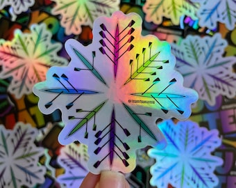 Rowing Snowflake Holographic Sticker