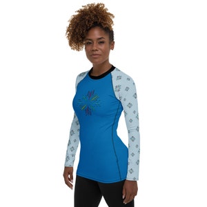 Rowing Snowflake Women&#39;s Rash Guard, Rowing Boats and Oars Shirt, Rowing Gift
