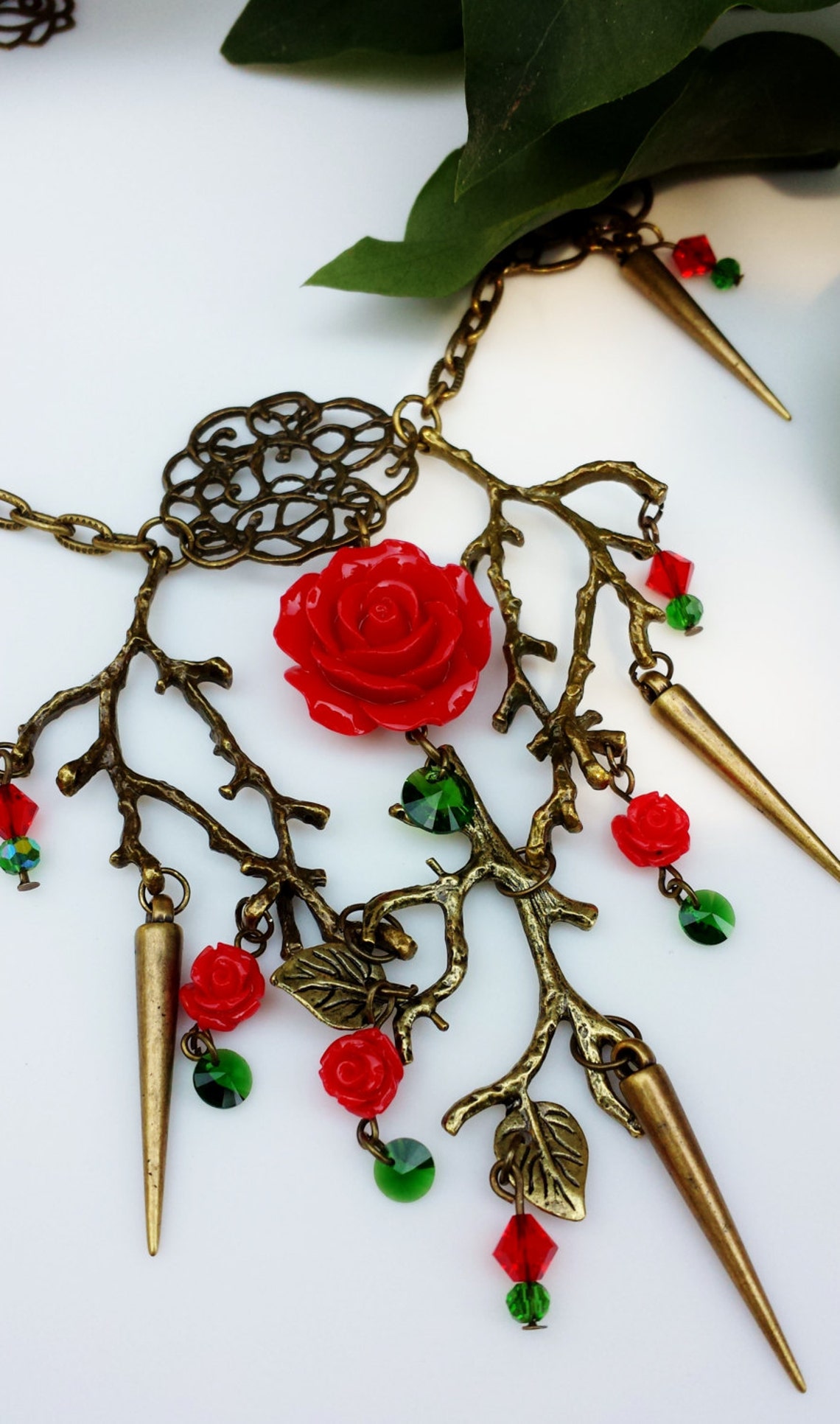 Briar Rose necklace Roses and Thorns Fairy Tale necklace Etsy
