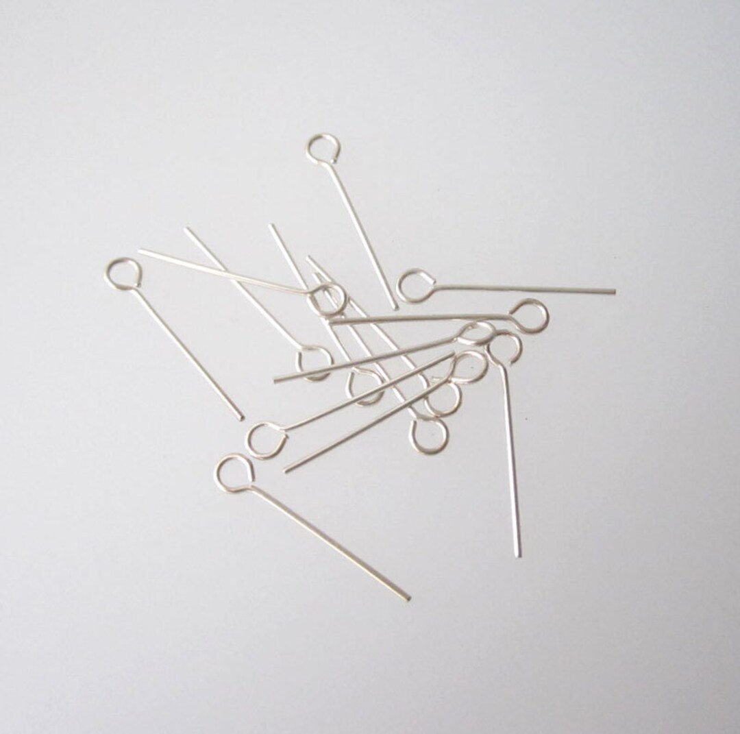10 Pcs Sterling Silver 22G, 3/4 Inch Eye Pin - Etsy