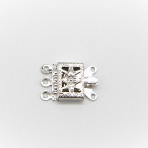 10 Pcs White Gold Plated, 8x10 mm Box Clasp, 3 Strand