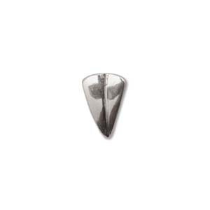 May include: Silver triangle pendant with a smooth, slightly curved surface.