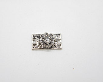 Swarovski Sew-On Component, 22 x 10mm Antique Silver Brass, Crystal Flower