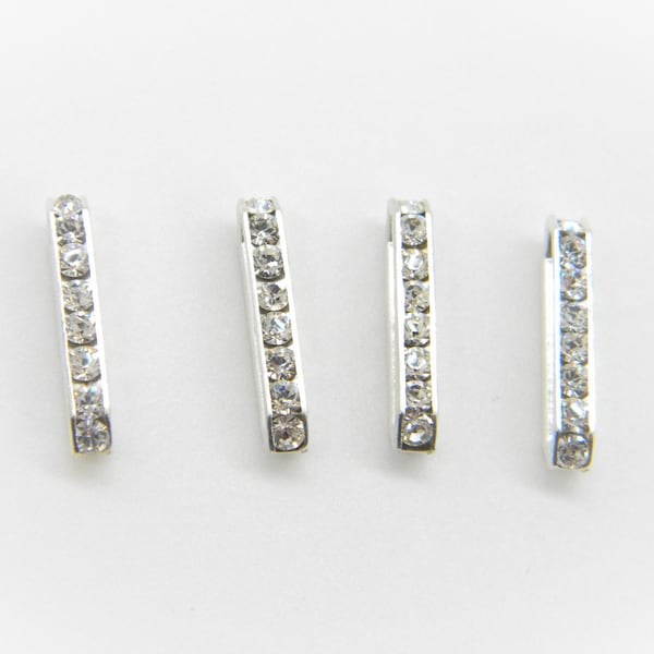 4 Pcs Swarovski Component, Silver Plated, 3 Strand Spacer, 2 Strand Spacer, Crystal