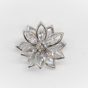 Swarovski Sew-On Component, 25mm Rhodium-Plated Flower, Rose, Crystal