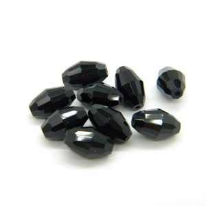 6 Pcs SWAROVSKI (5200) 9 x 6mm Oval Bead , Jet, Crystal AB